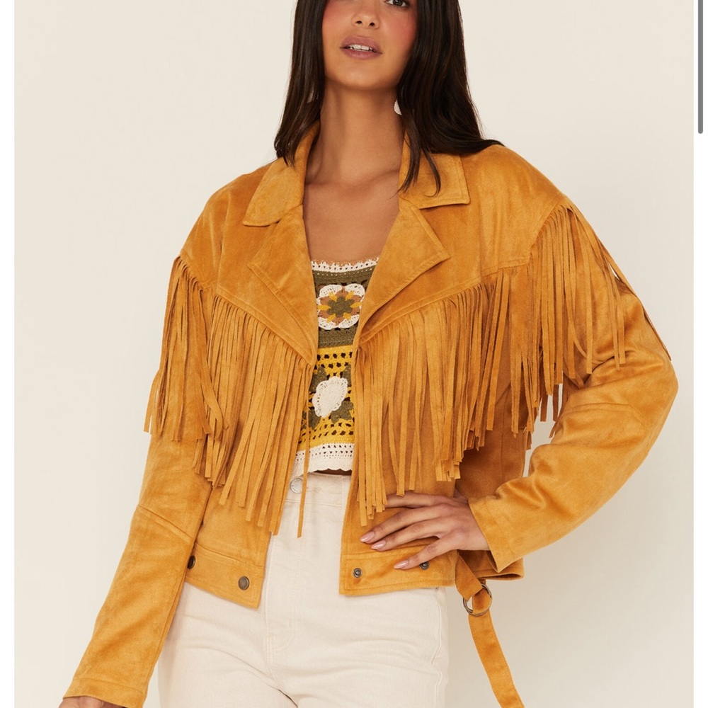 NWOT BLACK suede fringe moto jacket
